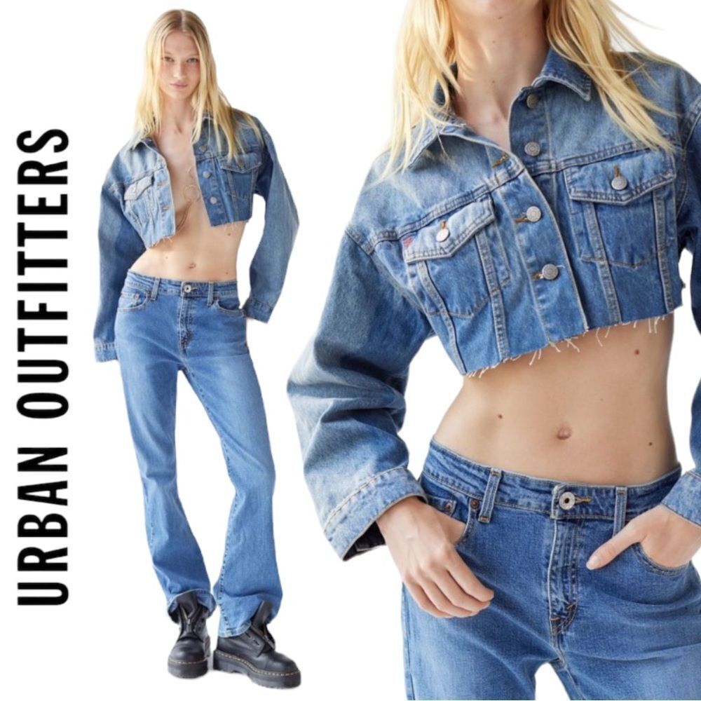 NEW BDG Urban Outfitters UO Carissa Cropped Denim Trucker Coat Jacket M L